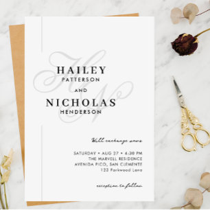 Invitation Classé et chic avec Mariage de typographie romanti