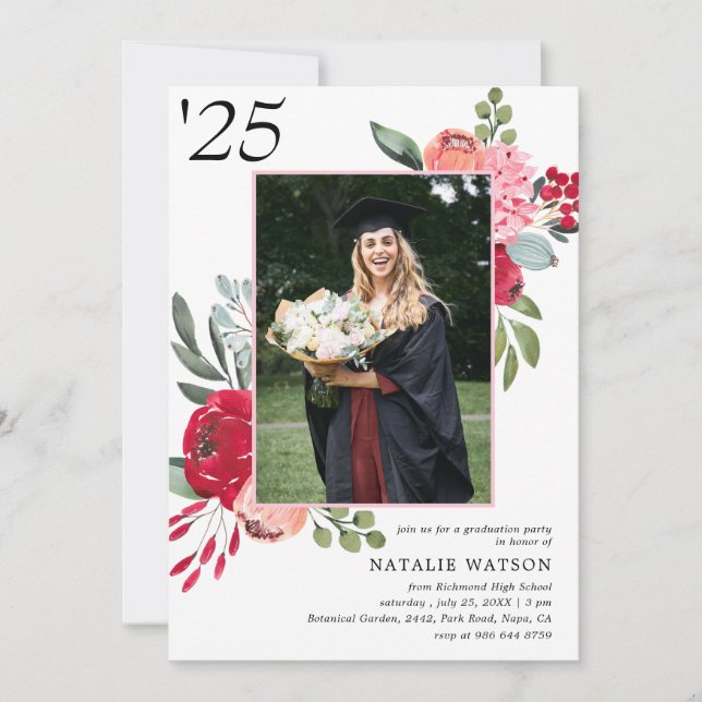 Invitation Classe florale brillante de 2025 (Devant)