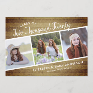 Invitation Classe manuscrite de 2020   3 Photos Rustiques