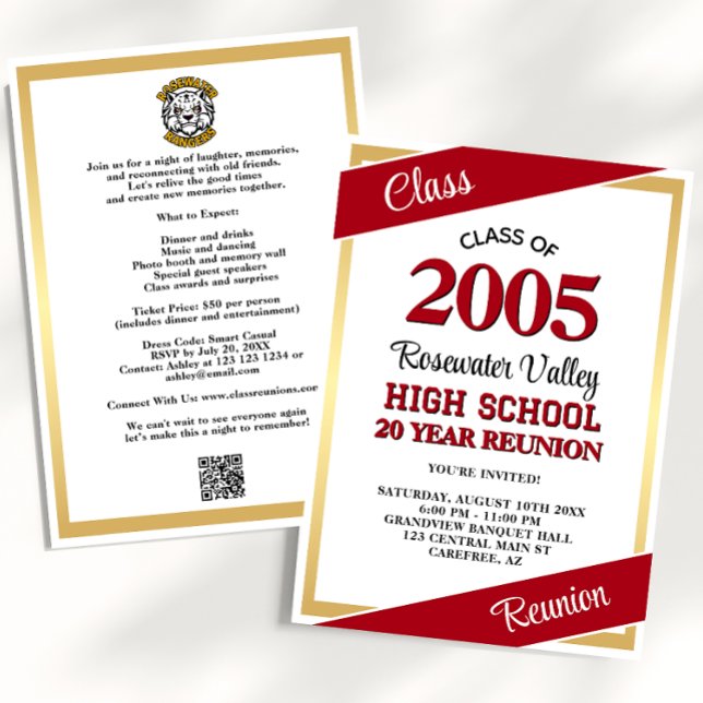 Invitation Classe Mascotte or rouge Réunion (Créateur téléchargé)