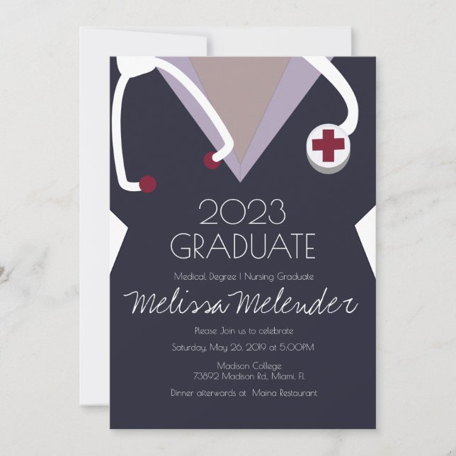Invitation Classe moderne de 2023 Infirmière Médicale (Devant)