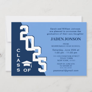 Invitation Classe moderne de 2024 Grad Blue Grad Graduation P