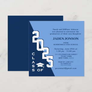 Invitation Classe moderne de 2024 Navy Blue Graduation Party