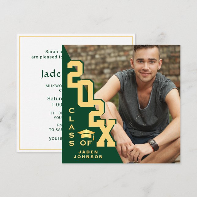 Invitation Classe moderne de 2025 Grad PHOTO Grad Graduation  (Devant / Derrière)