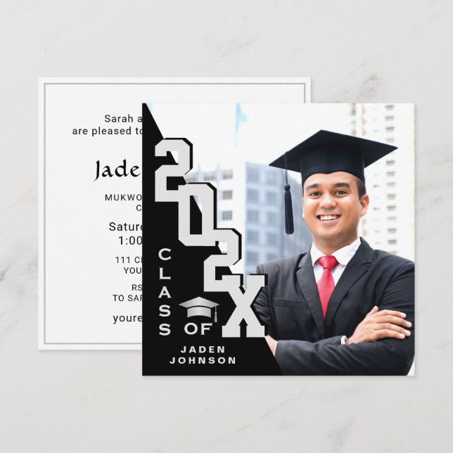 Invitation Classe moderne de 2025 Grad PHOTO Grad Graduation  (Devant / Derrière)