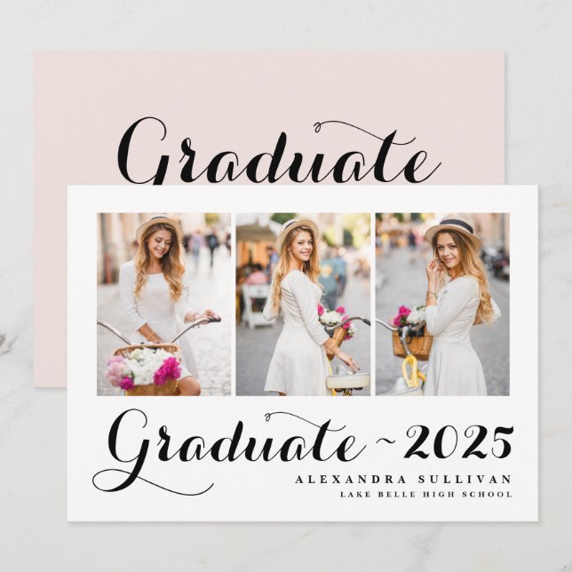 Invitation Classe Noire de 2024 Collage photo Graduation (Devant / Derrière)