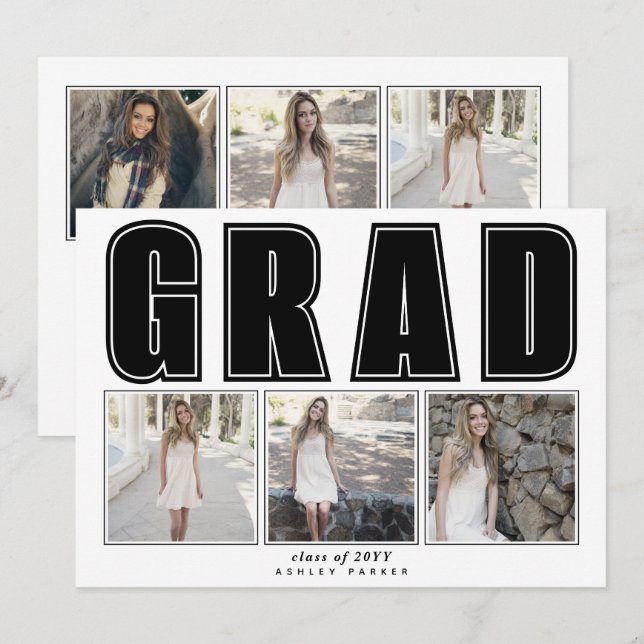 Invitation Classe noire moderne de graduation GRAD 2025 (Devant / Derrière)