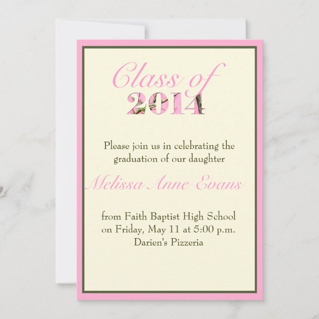 Invitation Classe Pink Camo 2014 Graduation Invite (Devant)