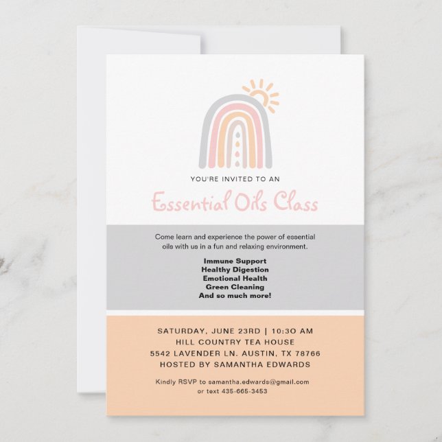 Invitation Classe Rainbow Essential Oil Drops (Devant)
