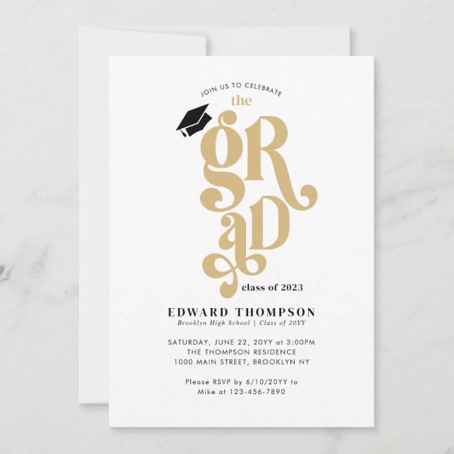 Invitation Classe rétro de 2023 Graduate Graduate Graduate Pa (Devant)