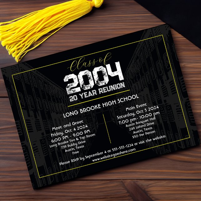 Invitation Classe Réunion Elégant Noir - Réunion de 20 ans (Créateur téléchargé)