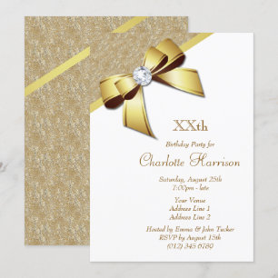 Invitation Classé Romantique Gold & White Anniversaire Party