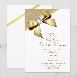 Invitation Classé Romantique Gold & White Anniversaire Party