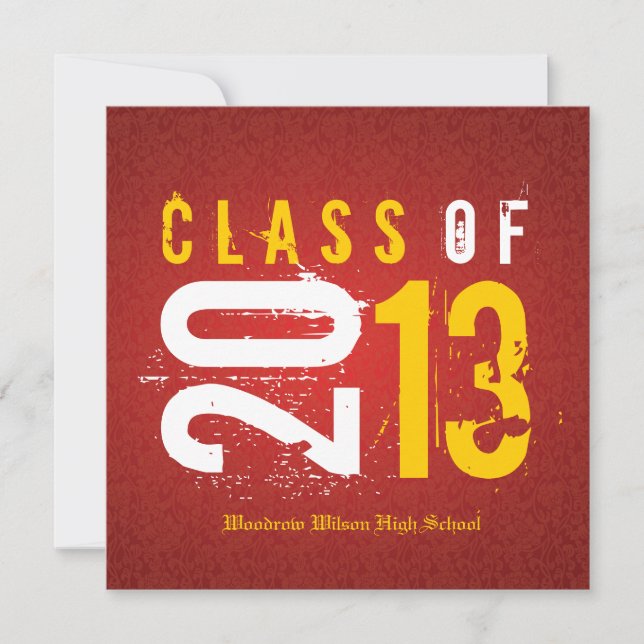 Invitation Classe rouge et jaune élégante de 2013 (Devant)