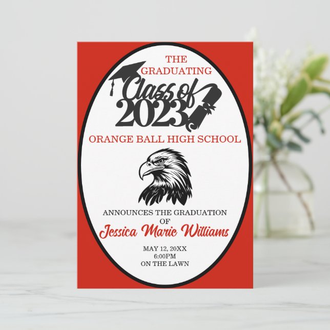 Invitation Classe rouge et noire de 2023 Graduation (Debout devant)