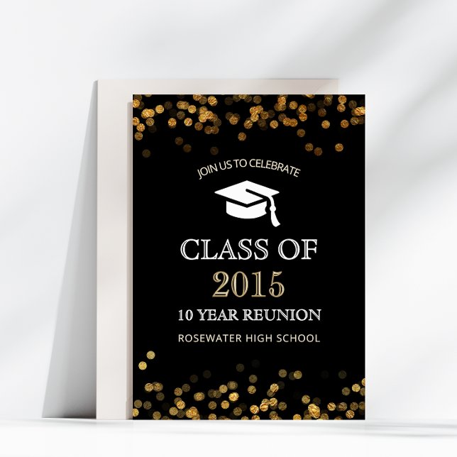 Invitation Classe secondaire Reunion Black Gold (Créateur téléchargé)