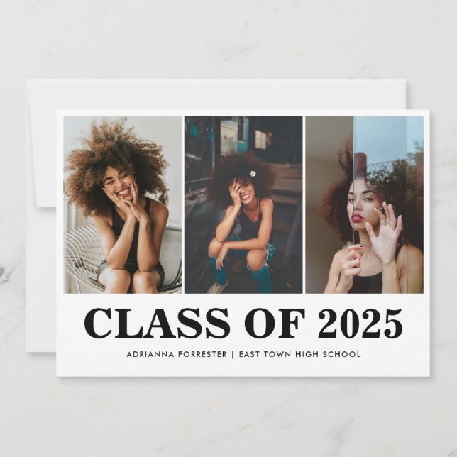 Invitation Classe simple Bold de 2025 Graduate Photo Collage (Devant)