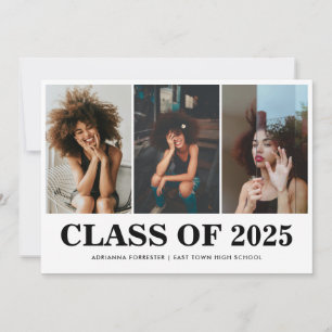 Invitation Classe simple Bold de 2025 Graduate Photo Collage