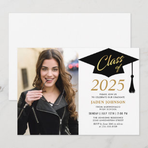 Invitation Classe simple moderne de 2025 Photo Graduation Par