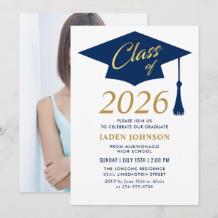 Invitation Classe simple moderne de 2025 Photo Graduation Par