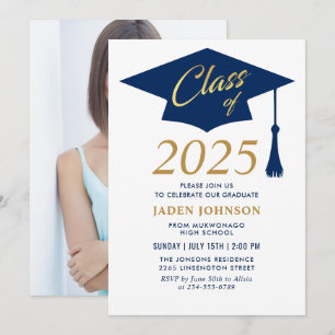 Invitation Classe simple moderne de 2025 Photo Graduation Par