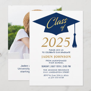 Invitation Classe simple moderne de 2025 Photo Graduation Par