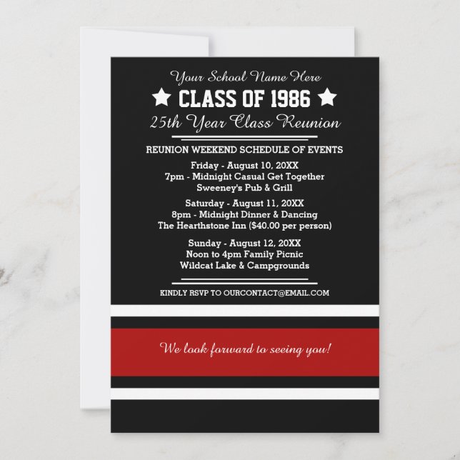 Invitation Classe Sport Noir/Rouge Réunion (Devant)