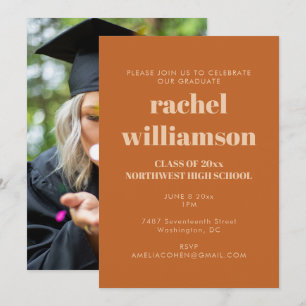 Invitation Classe Terracotta de 2025 Photo Graduation Party