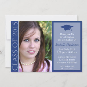 Invitation Classe Traditionnelle De 2015 Diplôme (Bleu Marine