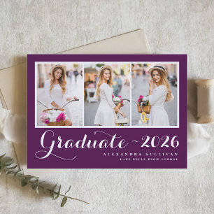 Invitation Classe violette de 2025 Collage de photos Graduati