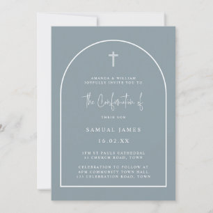 Invitation Classeur d'arc moderne bleu foncé Confirmation min