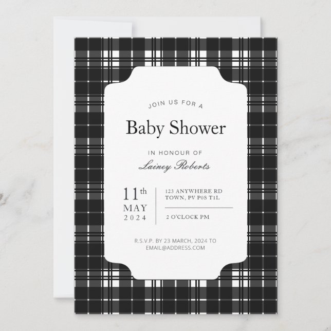 Invitation Classic Black and White Robertson Plaid Check (Devant)
