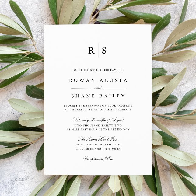Invitation Classic Black & White Monogram Wedding (Créateur téléchargé)