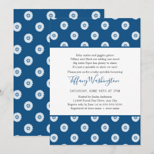 Invitation Classic Blue Daisy neutre sexe bébé aspersion