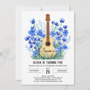 Invitation Classic Blue Guitar Boy Anniversaire
