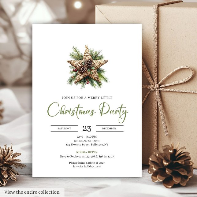 Invitation Classic Bohemian Neutral Botanical Holiday Dinner  (Classic Bohemian Neutral Botanical Holiday Dinner Card)