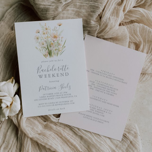 Invitation Classic Boho Blush Fleur sauvage Bachelorette Week (Créateur téléchargé)
