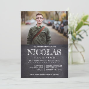 Invitation Classic Chalkboard Homme Célébrer le Diplôme