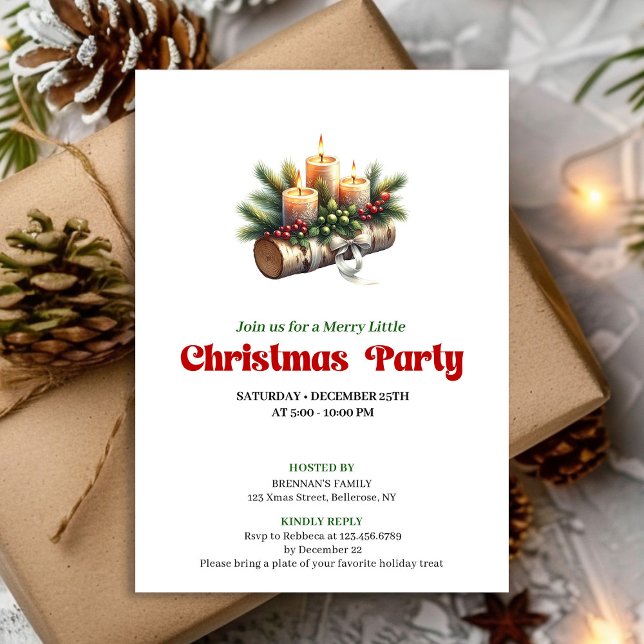 Invitation Classic Christmas Decoration Holly Berries Invite (Classic Christmas Decoration Holly Berries Invite)