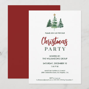 Invitation Classic Christmas Trees Office Corporate Party