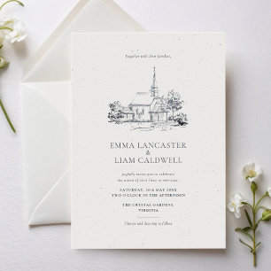 Invitation Classic Church Lieu Croquis minimaliste Mariage