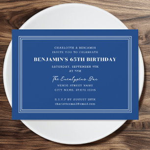 Invitation Classic Custom Age Anniversaire Triple Bordure Ble