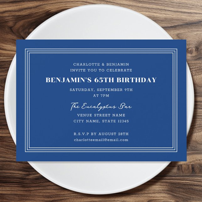 Invitation Classic Custom Age Anniversaire Triple Bordure Ble (Créateur téléchargé)