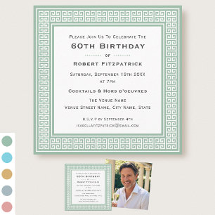 Invitation Classic Custom Age Photo Clé grecque Anniversaire 