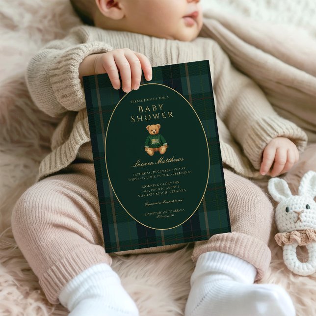 Invitation Classic Dark Plaid Lauren Inspired Baby Shower  (Créateur téléchargé)