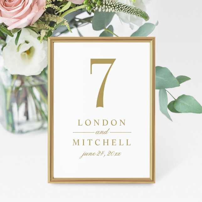 Invitation Classic Elegant Antique Gold Mariage Numéro de tab (Créateur téléchargé)