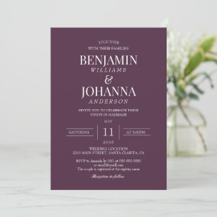 Invitation Classic Elegant Bordeaux Couleur Vin Mariage