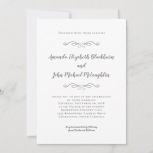 Invitation Classic Elegant Grey Blanc intemporel Mariage form