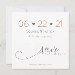 Invitation Classic Elegant minimaliste Gold Grey Enregistrer 