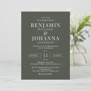 Invitation Classic Elegant Olive Green Mariage